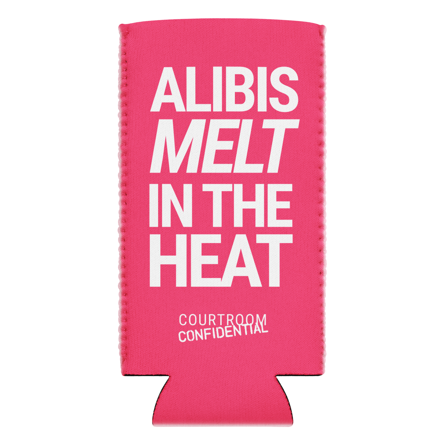 "Alibis Melt" Can Cooler - Pink - 12oz Slim Can