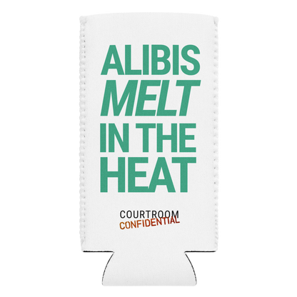 "Alibis Melt" Can Cooler - Teal - 12oz Slim Can