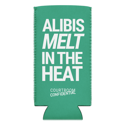 "Alibis Melt" Can Cooler - Teal - 12oz Slim Can