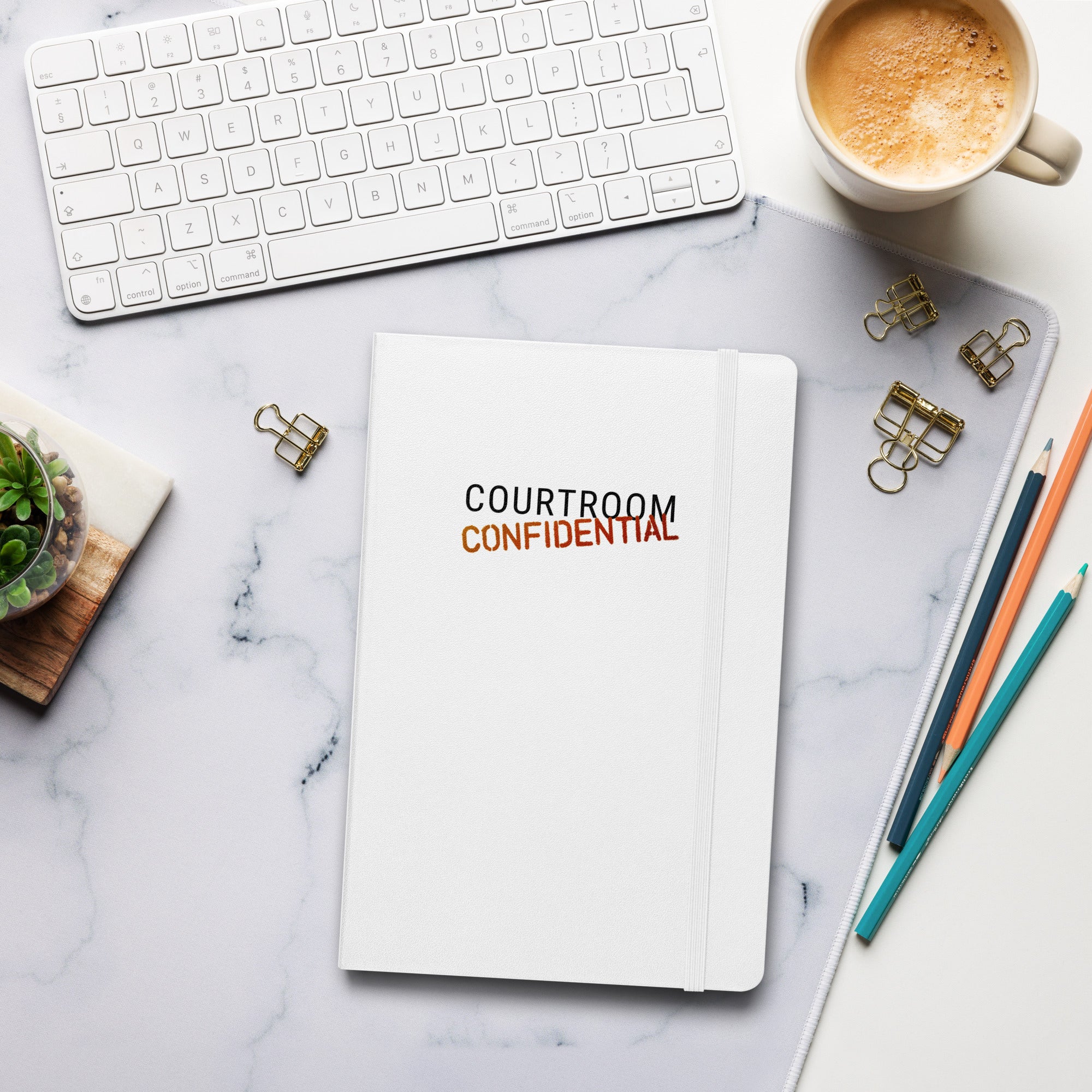 White Hardcover Bound CC Notebook – Courtroom Confidential