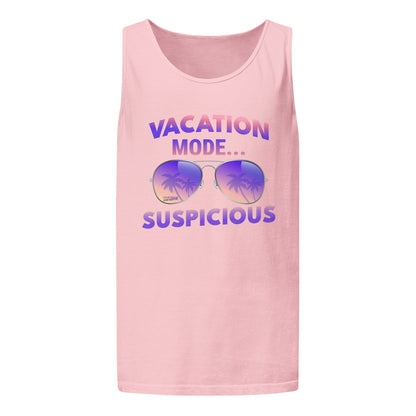 "Vacation Mode...Suspicious" - Pink Unisex Muscle Tank
